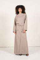 Two-Piece Wrap Skirt Set - Taupe