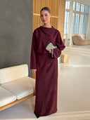 Two-Piece Wrap Skirt Set - Wine