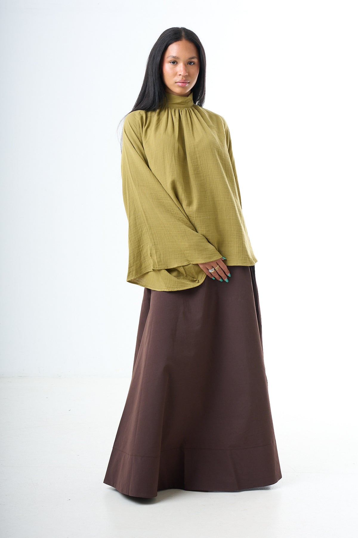 Wide Sleeve Blouse - Pistachio-1