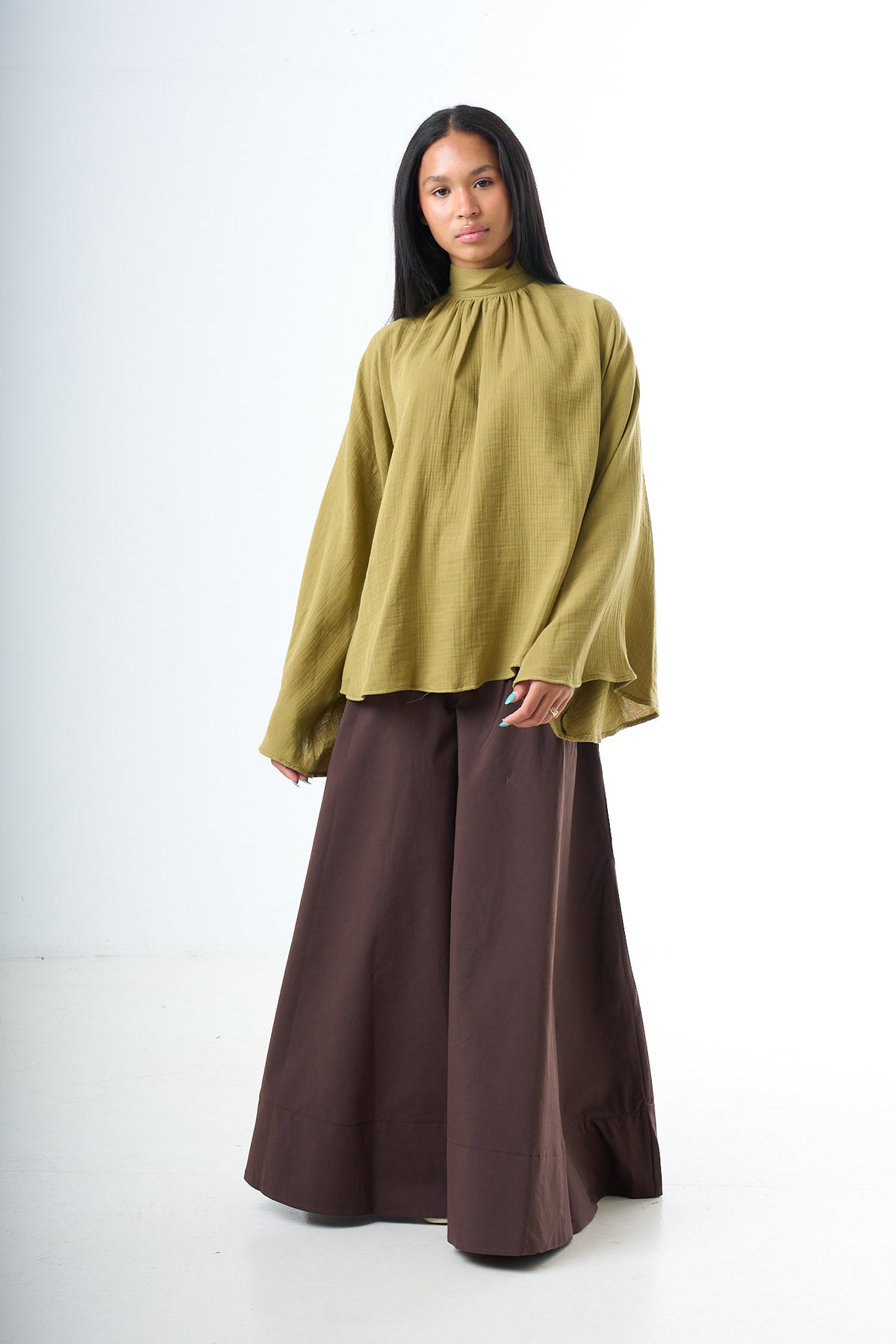 Wide Sleeve Blouse - Pistachio-3