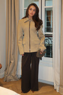 Zip-Up Blazer Jacket - Beige
