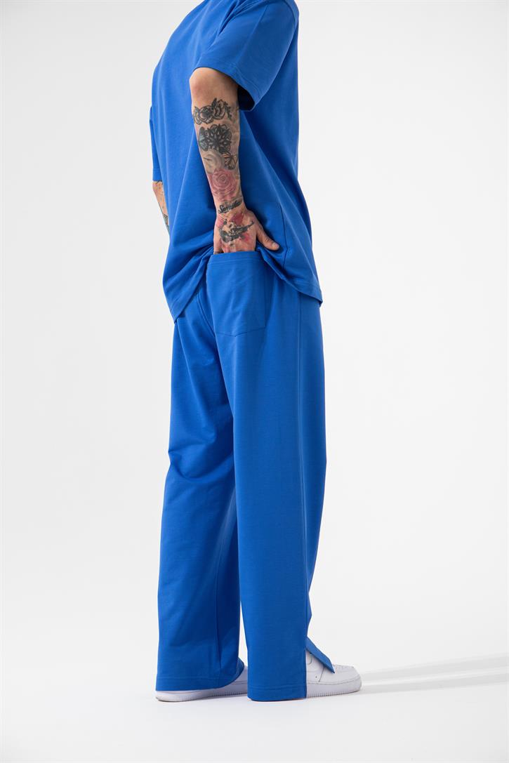 Blue Split Flared Pants