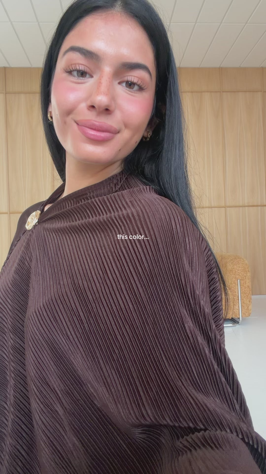 Ruffle poncho - Brown-3