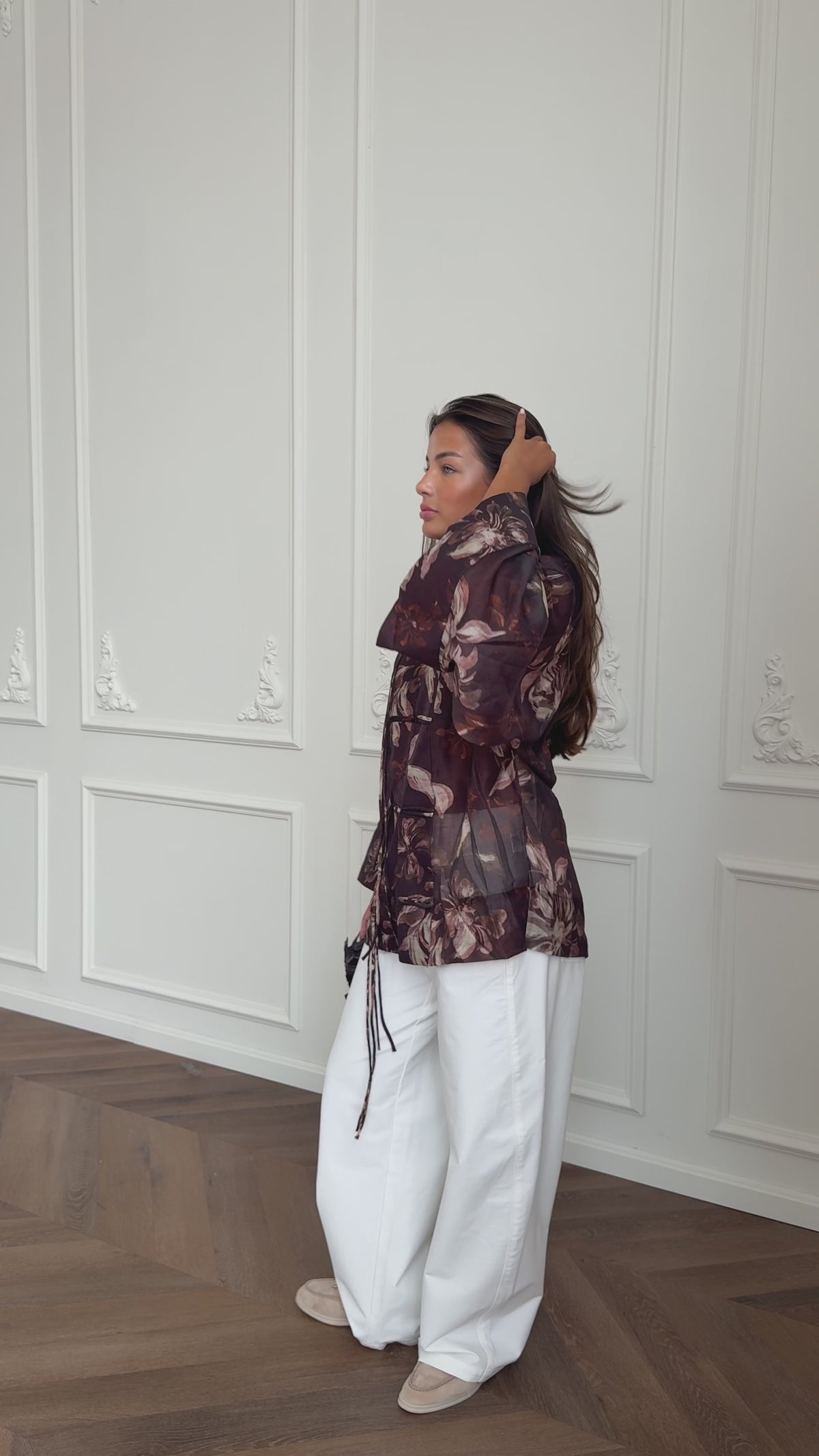 Flower Blouses - Brown-3