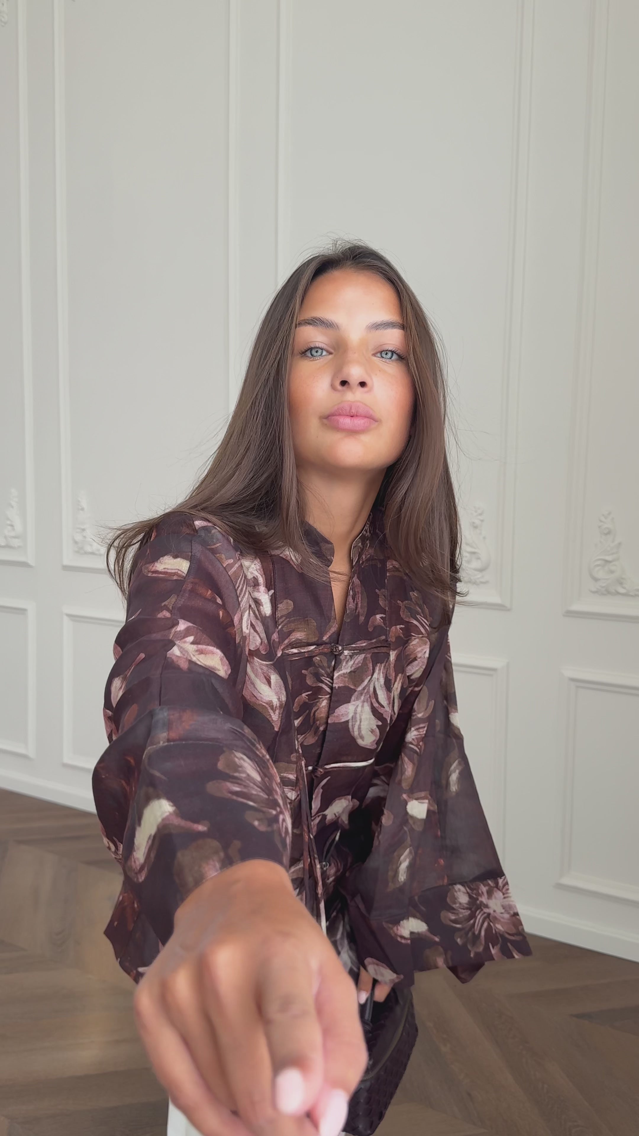 Flower Blouses - Brown-2