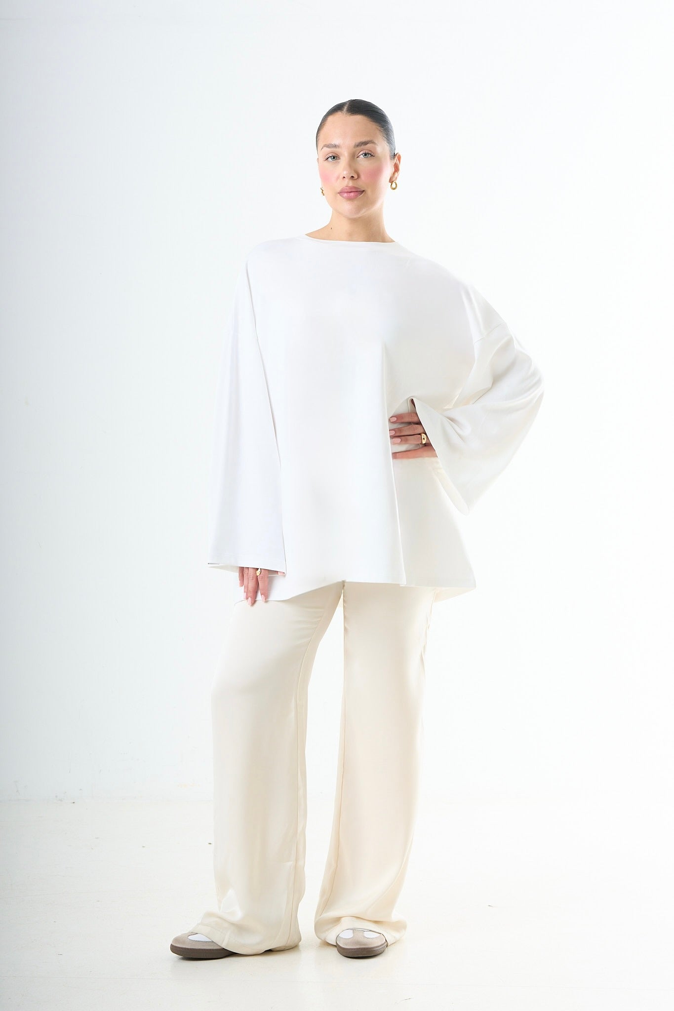 Premium Oversized Long Sleeve - White-2