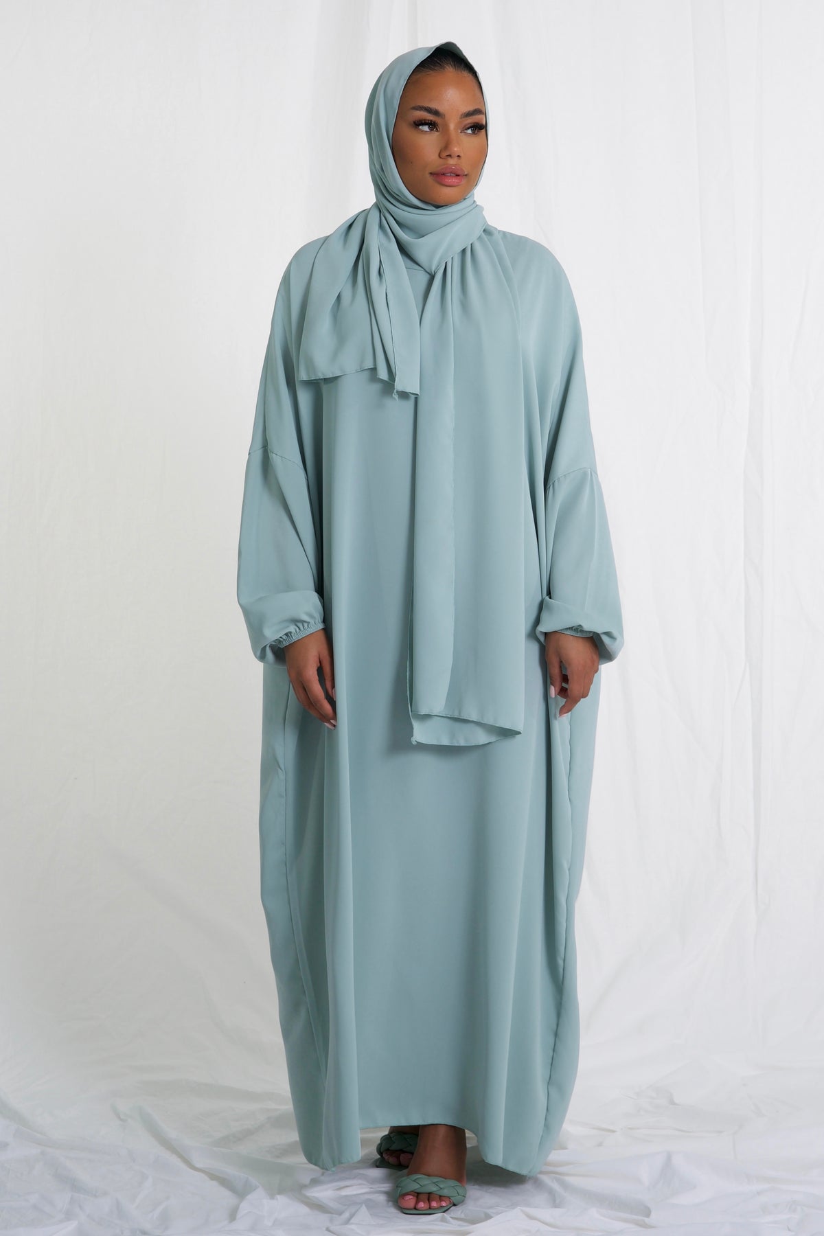 Mint Abaya with scarf