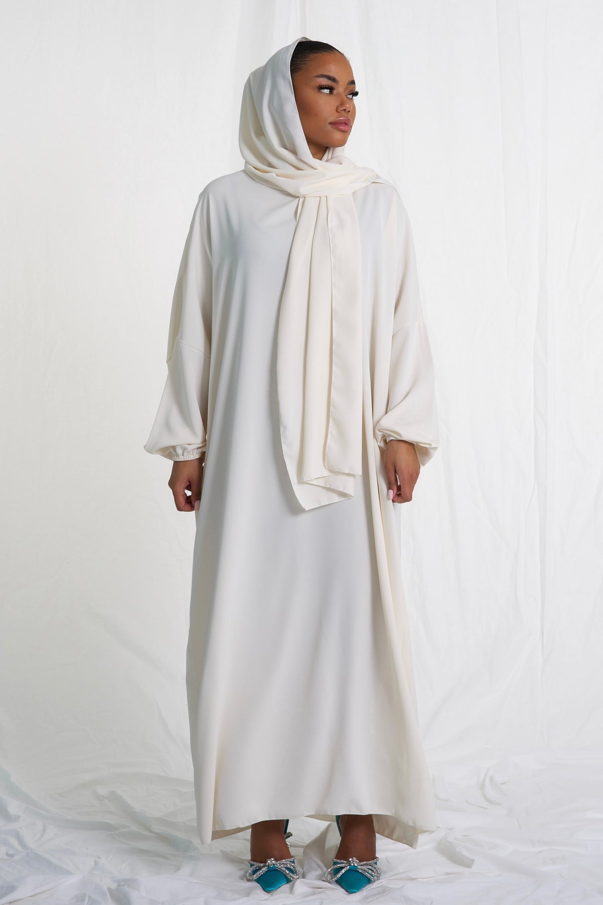 White Abaya With Scarf